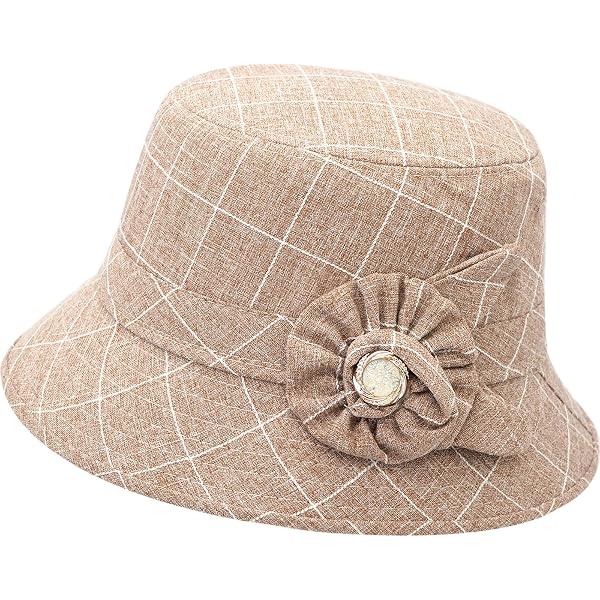 Women\'s Beige 1 Vintage Felt Cloche inter Floral Fedora Imported Bucket Hat Yirtree Vintage Felt Hat Winter Floral Hats Faux Pearl Decor  main image 3