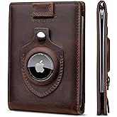 SERMAN BRANDS RFID Blocking Slim Bifold Genuine Leather Minimalist Front Pocket Wallets for Men with Money Clip Thin Mens