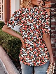 KISSMODA Women's Tunic Tops Casual V Neck Short