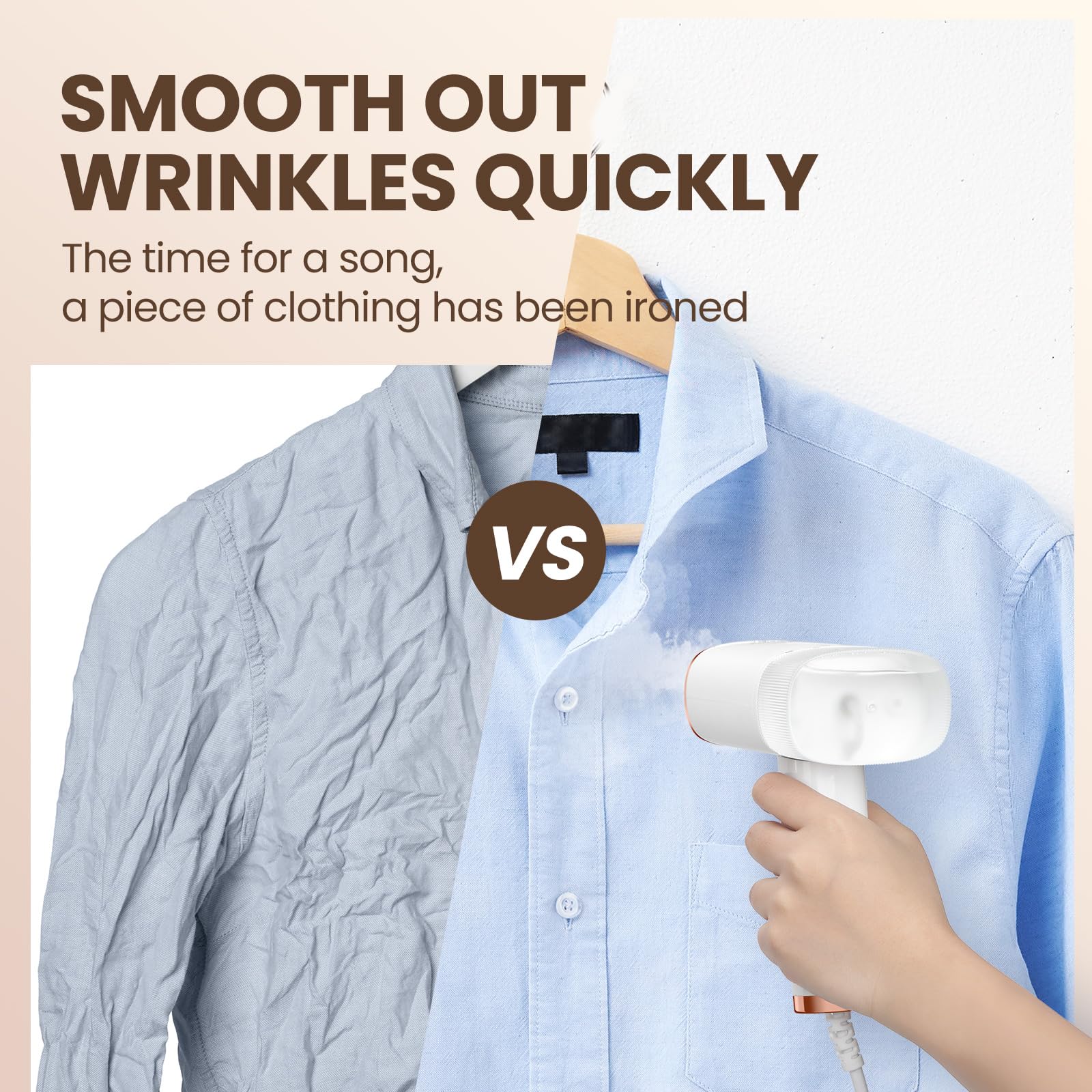 Portable Handheld Steam Garment Steamer Foldable: Effortless Wrinkle Clothes Steam Iron Removal 20-Second Fast Heat-up, 1200W, 120ml Water Tank for Home & Travel