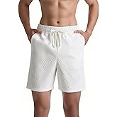 Mlgaril Men's Sweat Shorts Casual Sweatpant Shorts with Pockets Texture Elastic Waist Drawstring