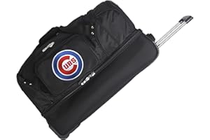 Concept One MLB Chicago Cubs 27-Inch Drop Bottom Rolling Duffel Bag, Black