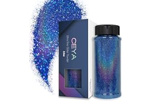 Ceya 3.5oz/ 100g Holographic Ultra Fine Glitter Powder Laser Royal Blue Glitter 1/128” 0.008” 0.2mm for Slime Epoxy Resin Craft Tumbler Jewelry Nail Art Festival Makeup Painting Wedding Cards