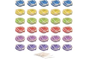 KSJONE 30 Pcs Elegant Hand Painted Diwali Clay Diya with Cotton Wicks Deepavali Tea Light Holder Oil Lamp Indian Festive Home Decoration Traditional Temple Pooja Laxmi Puja Diyas Christmas Gift
