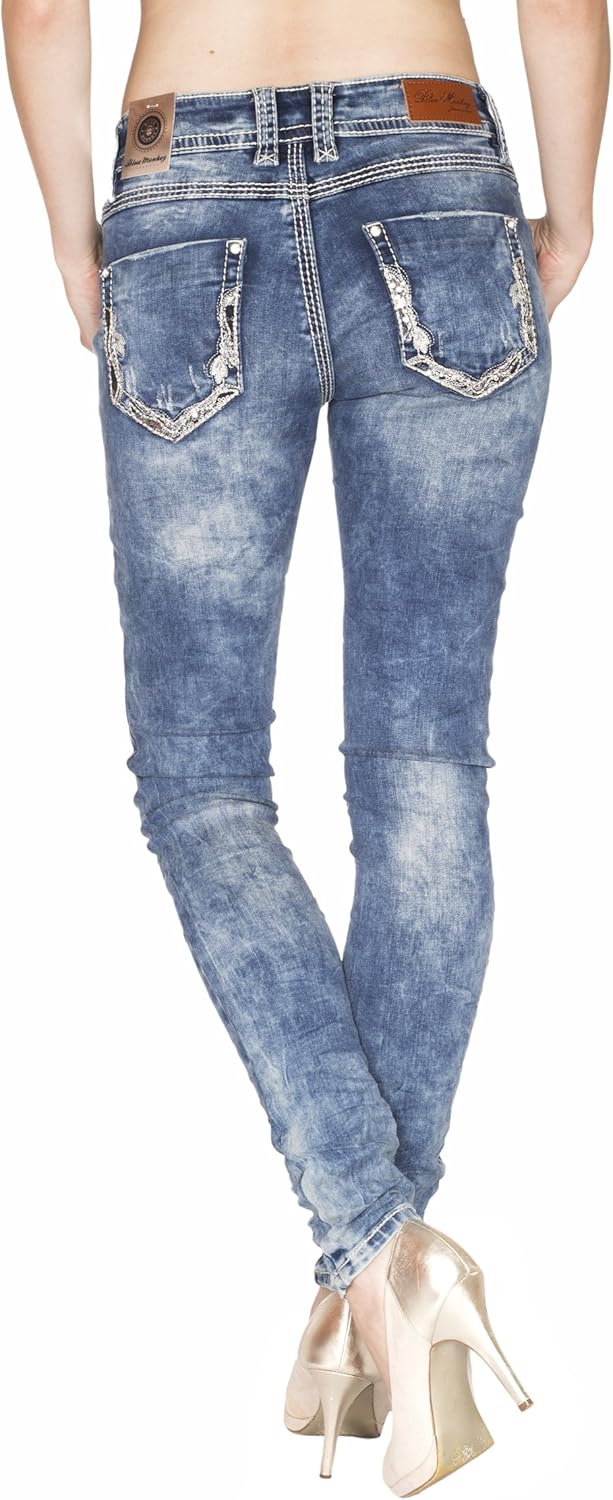 Blue Monkey Damen Jeans Ashley - Ballon Fit Cropped In Dunkelblau