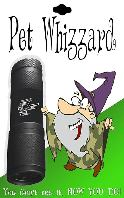 Pet Whizzard Black UV Flashlight Pet Urine Detector Makes Invisible Cat and Dog Stains Visible