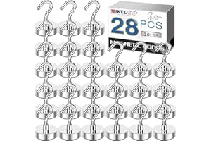 MIKEDE Heavy Duty Magnetic Hooks for Cruise Ship-N52 Silver 28 Pack-30 LB