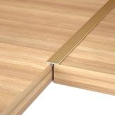 NeatiEase T Molding Aluminum Laminate Floor Transition Strip, Gold, 4ft x 0.8in (3pcs) - Flat Divider for Joining Floor Gaps, Threshold, Tiles