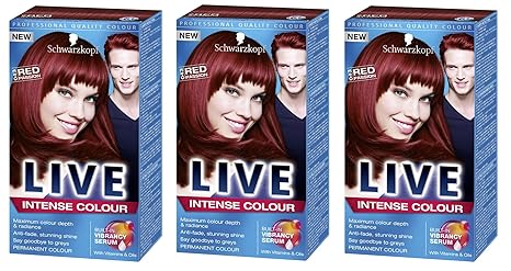 Schwarzkopf Live Intense Permanent Farbe Red Passion 043- Haarfarbe rot - 3 Stück