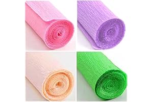 Beyoslf 4 Colors Crepe Paper Rolls, 9.8 Inch Wide 8ft Long Heavy Crepe Paper Sheet for Flower Making for Wedding Festival Birthday Party, DIY Craft (Pink, Light Purple, Champagne, Green)