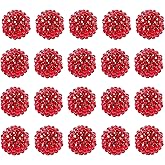 Carporay 20mm Rhinestone Beads for Pens, 20pcs Chunky Large Spacer Bead for DIY Pens Phone Chain Keychain Candy Sparkle Bling Ball Beads Bulk(Red)