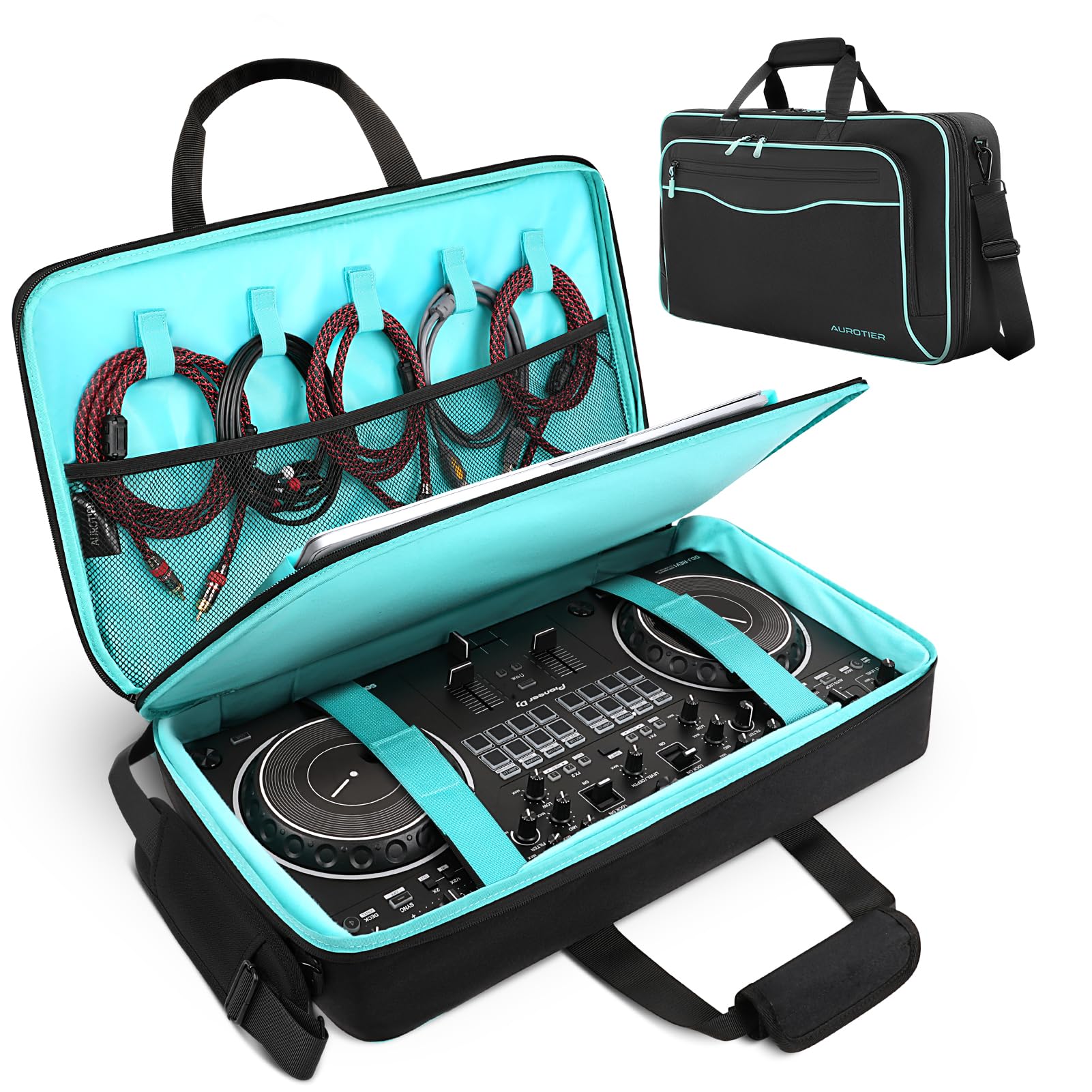 DJ Controller Bag For DDJ-FLX4/400/REV1 - Padded Crossbody Case With Laptop Compartment & Adjustable Strap