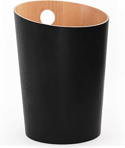 Kazai Bennet Design Paper Bin Black Wood Veneer Office Waste Basket