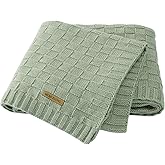 LAWKUL Baby Blankets for Boys Cable Knitted Baby Blanket Girl Soft Newborn Receiving Swaddle Stroller Crib Sage Green 40"x30"