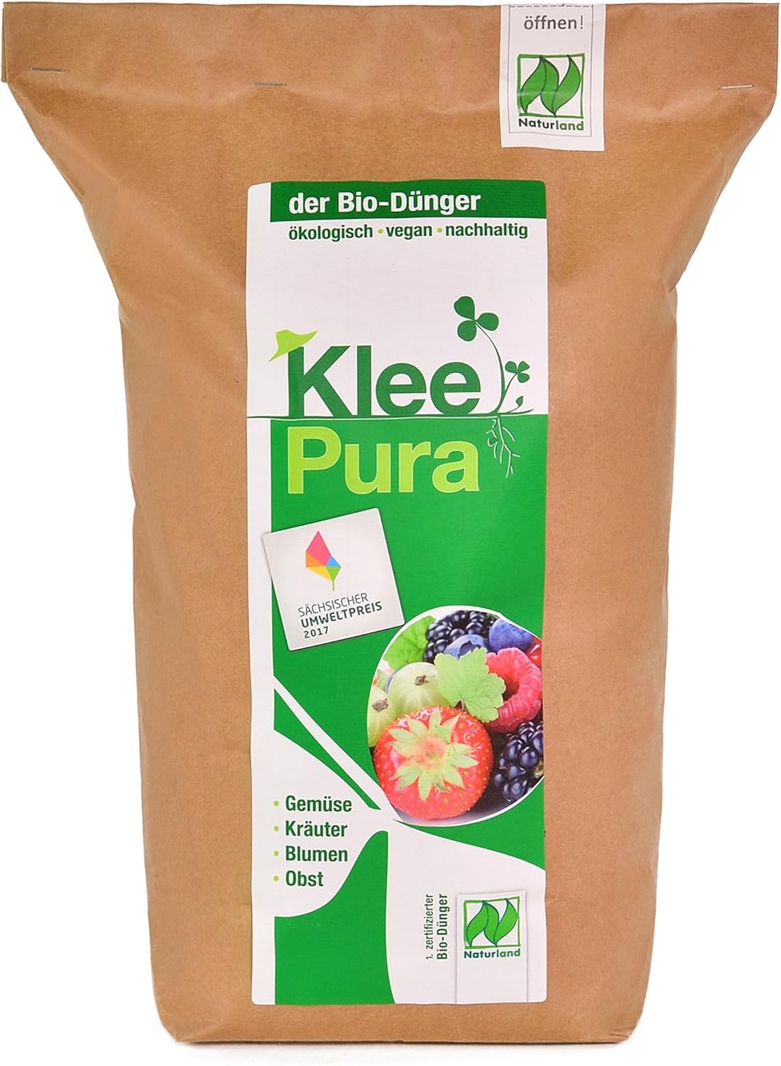 KleePura der NATURLAND Bio Dünger aus 100% Bio Klee – 5 kg, rein pflanzliches (vegan) Bio Düngemittel, organischer NPK Dünger - ideal für Tomaten, Gemüse, Kräuter, Obst, Blumen und Grünpflanzen