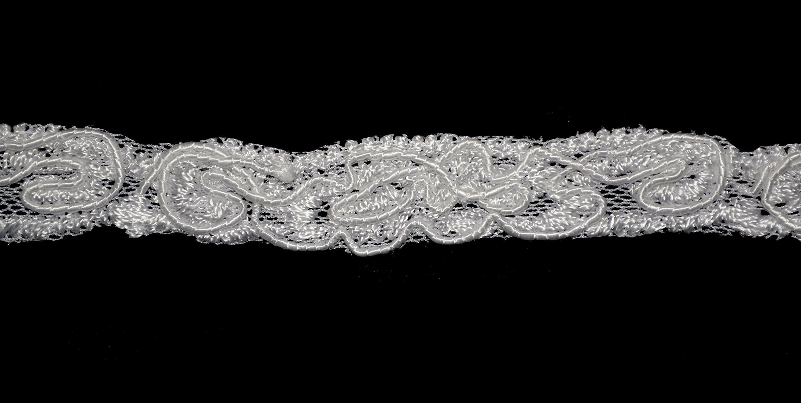 Altotux 0.5” White Floral Embroidered Cording Trim Lace for edging by 2 yards