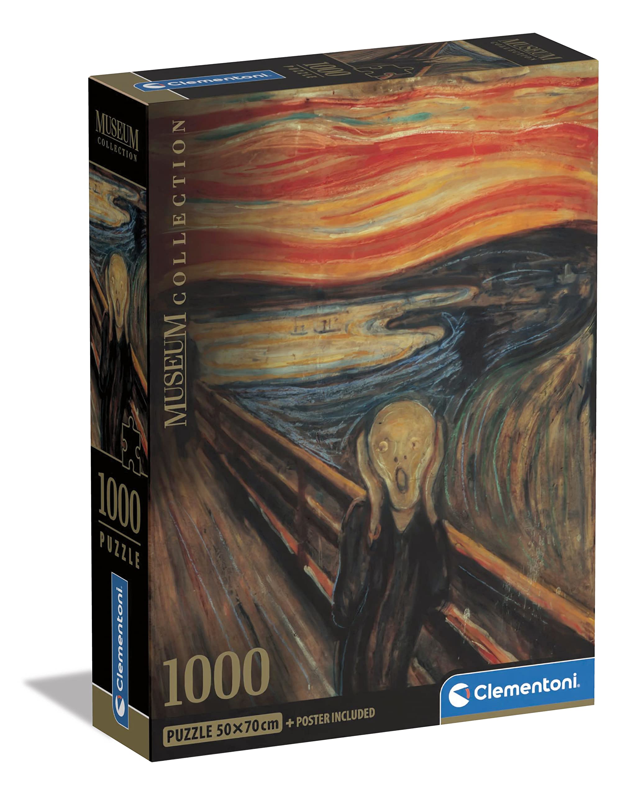 Clementoni - Museum Collection-The Scream-1000 Adult Pieces, Art, Puzzle Paintings, Famous Paintings, Made in Italy, Multicolor, 39791