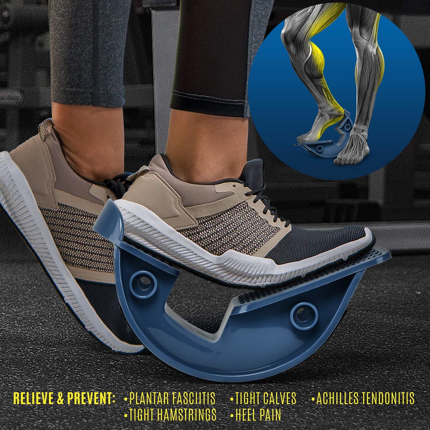 Yes4All Foot Rocker – Calf Stretcher for Pain Relief with Options Available (D. Navy – Unilateral – Plastic): Sports & Outdoors