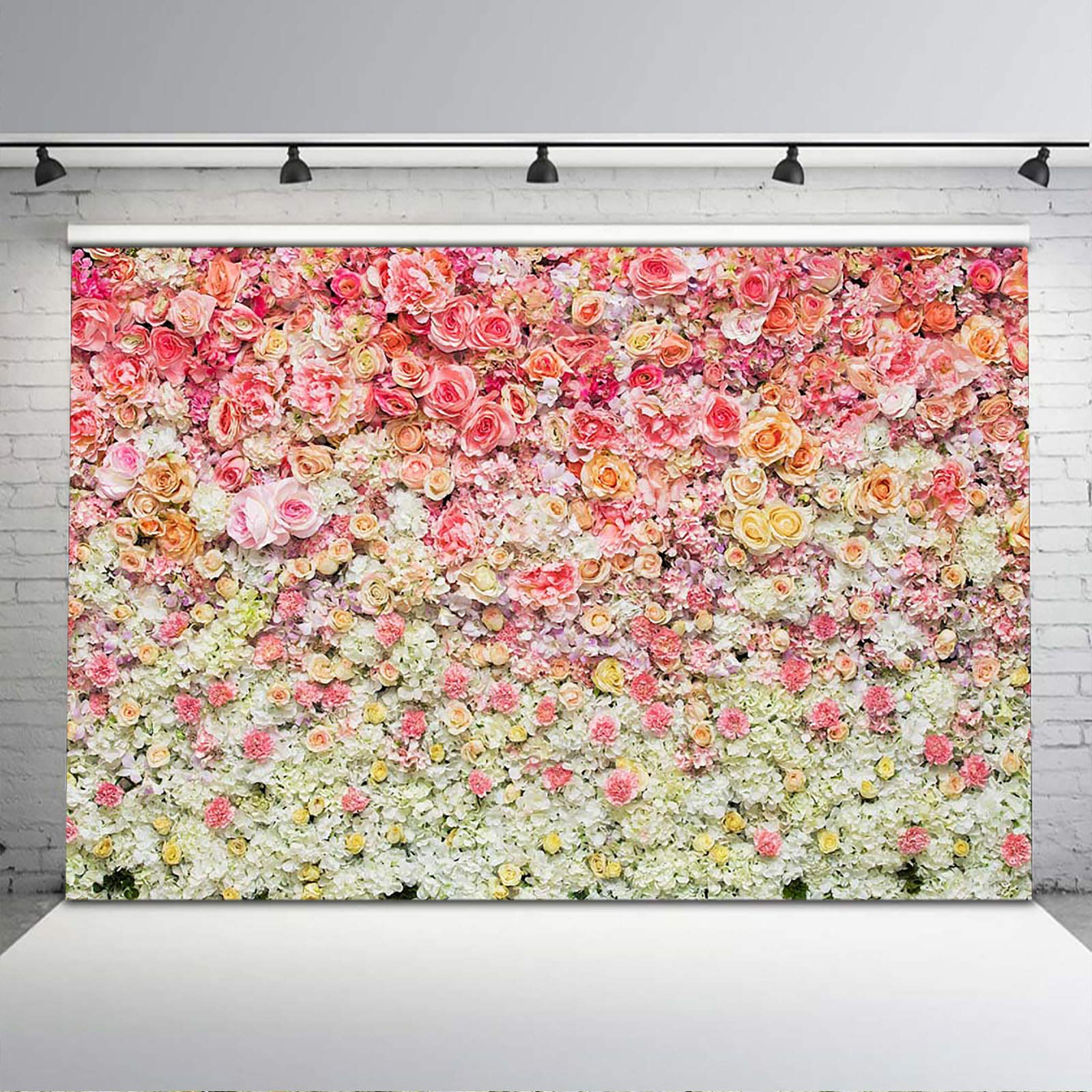Avezano 2.4x1.8m Floral Backdrop for Photography Wedding Bridal Shower Birthday Party Banner Flower Backdrop Valentine's Day Pink Flowers Wall Photo Backdrop Studio Props