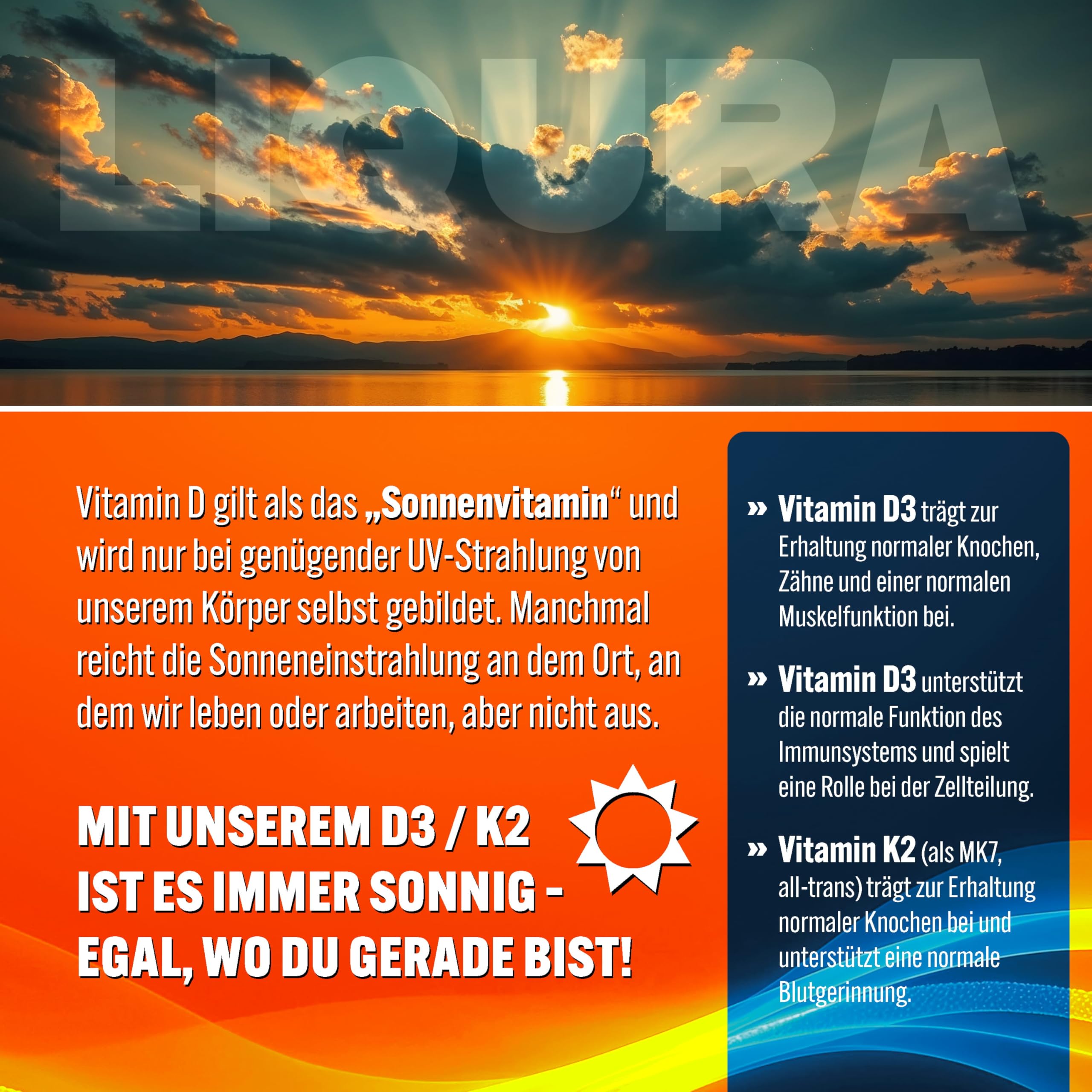 LIQURA Vitamin D3 K2 Spray mit MK7-Depot - hochdosiert (3000 IE) in 2 Sprühstößen - Einfache Dosierung und Alternative zu Vitamin D3 K2 Tropfen oder Kapseln. 125 Sprühstöße, 2 Monate, Vegan 25ml 6