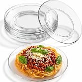 WUWEOT 8 Pack Glass Dessert Plate, 7.5" Clear Salad Plates Appetizer Plate, Snack Fruit Plate Cake Holder, Dishwasher Safe