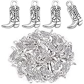 BronaGrand 50 Pieces Cowboy Boot Charms Alloy Western Dangle Pendants for DIY Necklace Bracelet Jewelry Making Findings