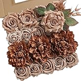 rongflower Artificial Flowers Combo Box Set Dusty Coffee Color Flower Leaf with Stems for DIY Wedding Bouquets Centerpieces Baby Shower Party Home Decorations