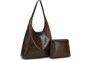 Slouchy Hobo Bags for Women Soft Leather Tote Bag with a Small Pouch Ladies Shoulder Bag for Work and Daily Outfit