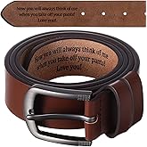 Bunnycool Mens Belt Gift Husband Personalized Belts for Men Engraved Leather Gift for Him Valentine's Day Birthday Wedding