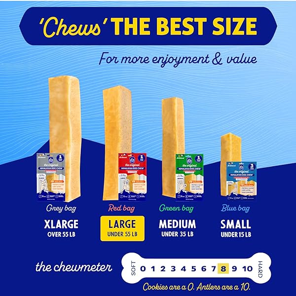 HIMALAYAN DOG CHEW ORIGINAL YAK CHEESE CHEW, PEANUT BUTTER, 1 LARGE STICK, 3.3 OZ, GLUTEN FREE, HEALTHY TREATS, GRAIN & LACTOSE FREE 100% NATURAL, LONG LASTING CHEWS FOR S UNDER 55 LBS