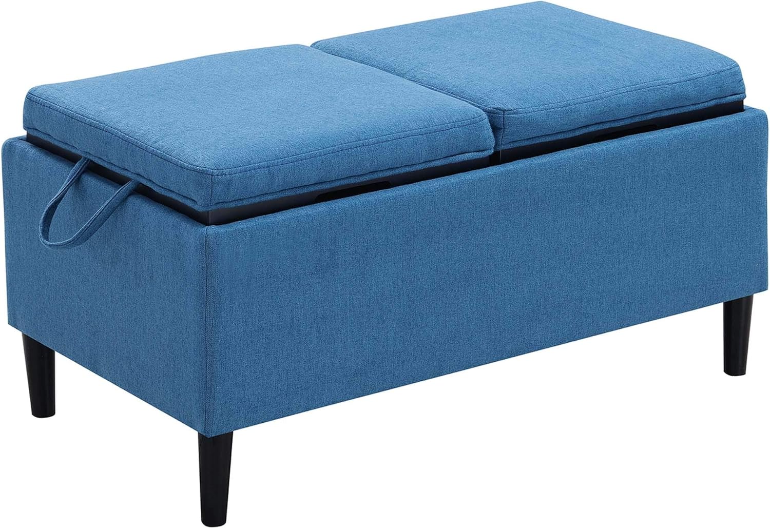 Convenience Concepts Designs4Comfort Magnolia Storage Ottoman with Trays, Soft Blue Fabric