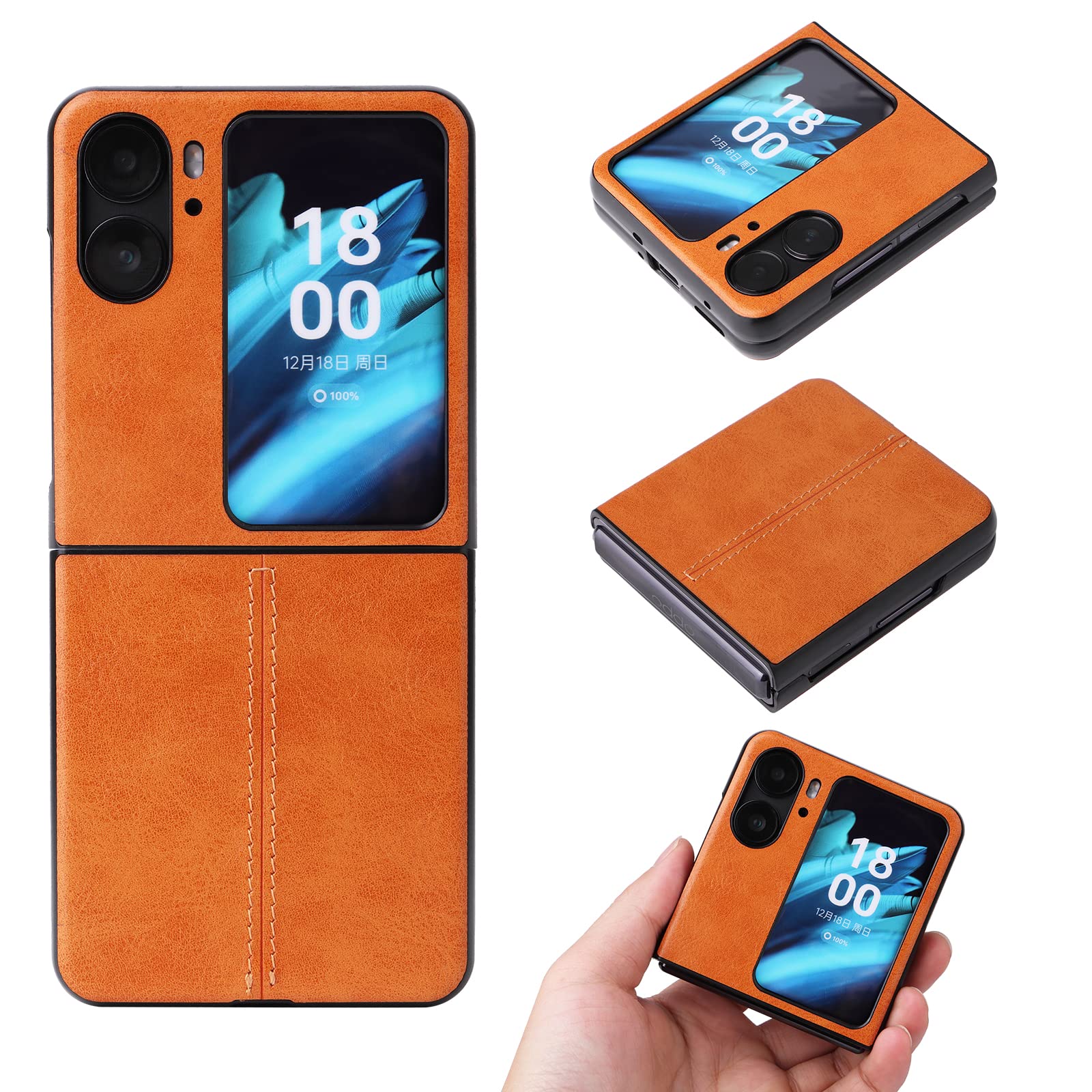 COQUE phone cover for Oppo Find N2 Flip,cow pattern mobile phone case Oppo Find N2 Flip(Yellow)