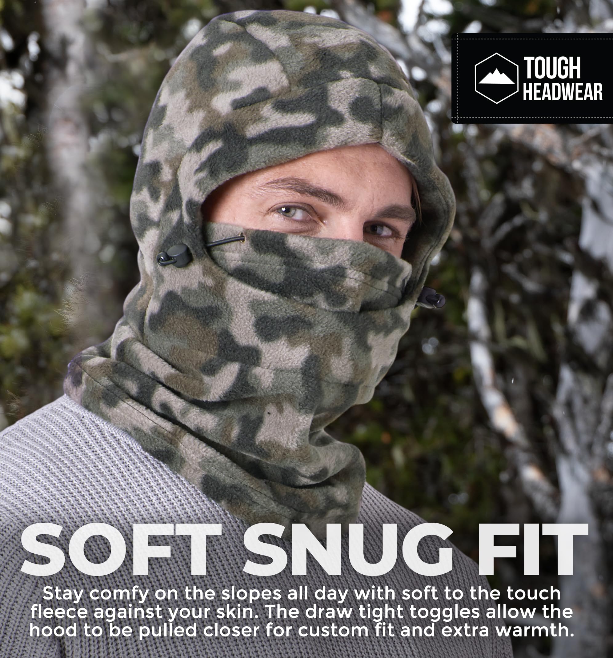 Tough Headwear Fleece Balaclava Ski Mask - Windproof Face Covering - Ski Mask for Cold Weather Gear - Winter Accessories