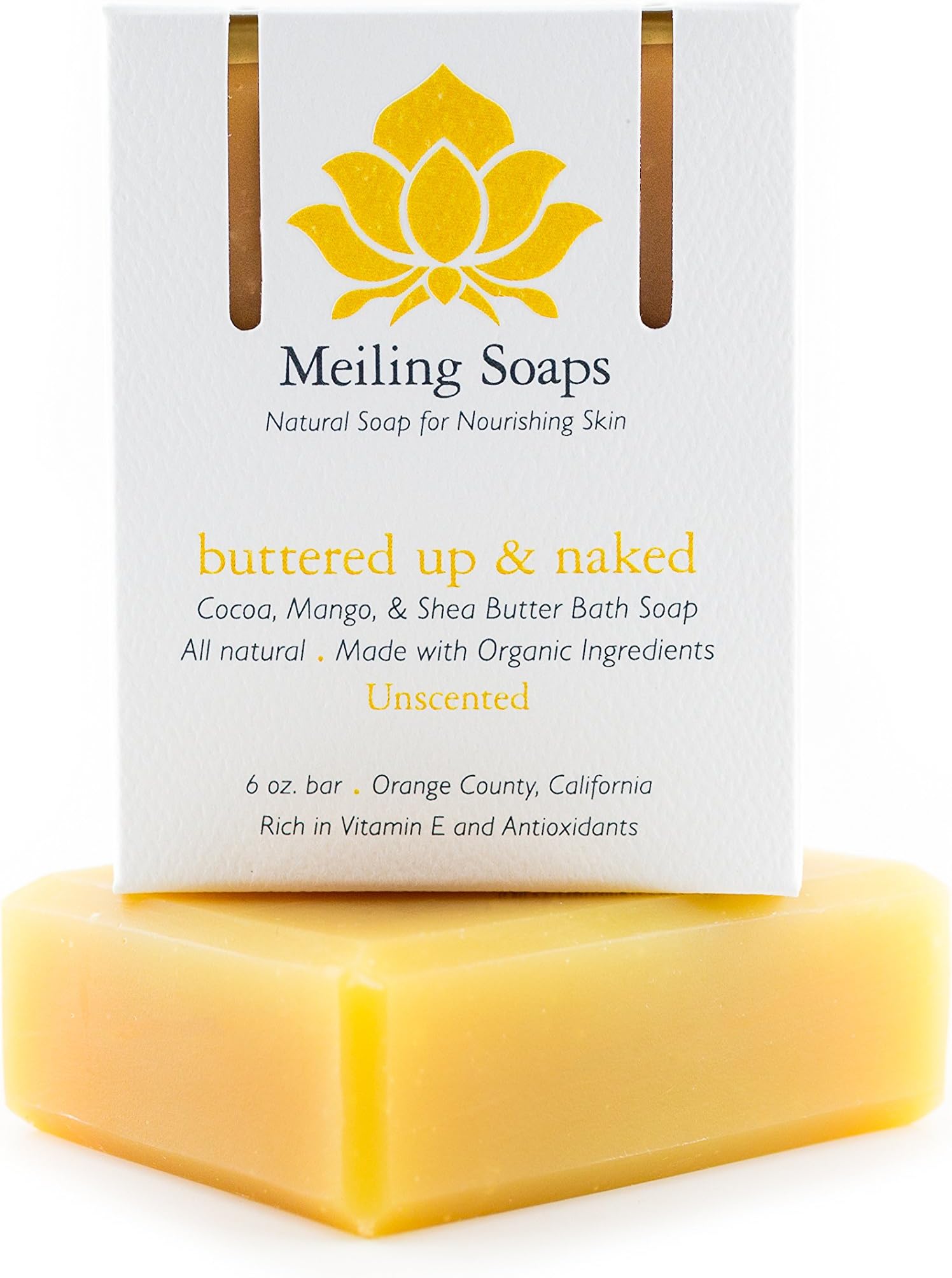 Buttered Up & Naked Unscented Natural Soap for Sensitive Skin – Organic Shea Butter Mango Butter Cocoa Butter - 6 Ounce