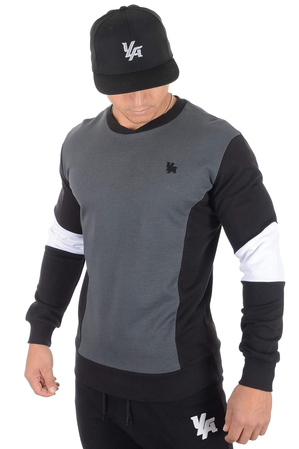 YoungLA 3Panel Fitted Crewneck Longsleeve Pullover Sweater for Men