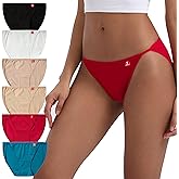 INNERSY Women's High Cut String Bikini Panties Stretchy Sexy Cotton Underwear 6-Pack