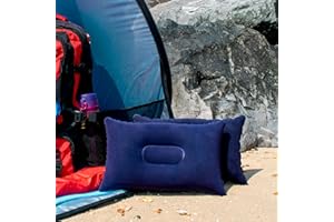 TRIXES Navy Blue Soft Inflatable Camping Travel Pillow Cushion