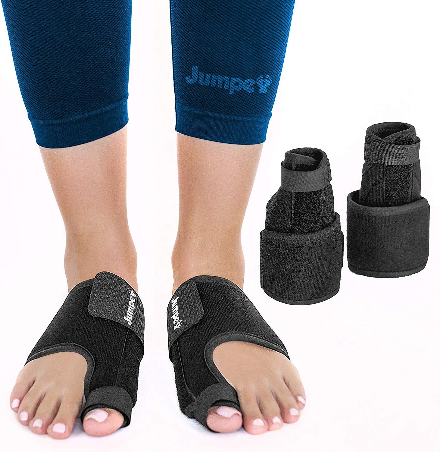 Jumpex Bunion Corrector and Bunion Relief | Orthopedic Big Toe Straightener for Women and Men | 100% Adjustable Bunion Splint | Treat & Prevent Hallux Valgus, Black
