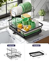 Kitsure Dish Drainer Rack Stainless Steel 2-Tier Counter Organizer 39.3x30.4 cm view 6
