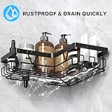 KEGII Shower Caddy Corner No Drilling Adhesive Stainless Steel Black view 3