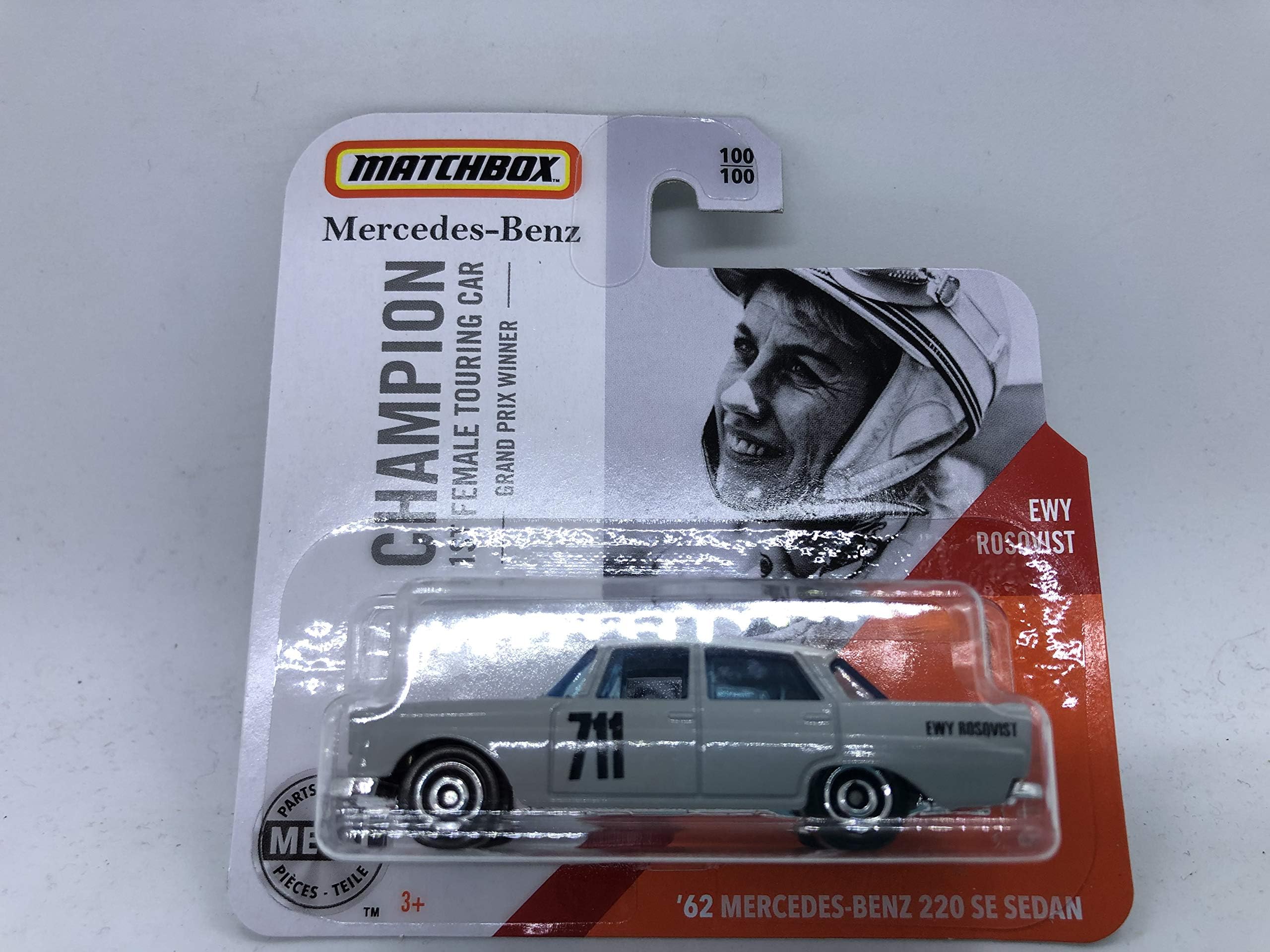 Matchbox Metal 100/100 '62 Mercedes-Benz 220 SE Sedan Grey (Short Card) Ewy Rosqvist