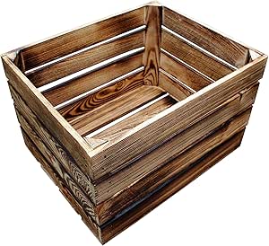 2 Cajas de Madera quemada para fruta o vino