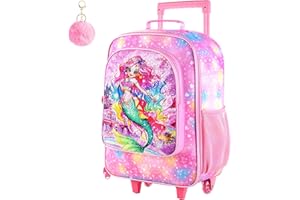 TXHVO 18" Girls Luggage, Kids Carry on Suitcase With Wheels, Mermaid Suitcases for Toddler Children(Pink)
