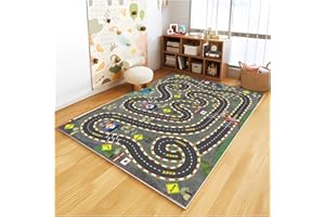 BYINGWD Kids Rug Car Rugs for Kids Toy Cars Play Mat City Life Road Rug for Cars Fun City Map for Carpet for Bedroom Boys (Wilderness Speed, 31 * 47 inches)
