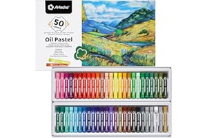 Artecho Oil Pastels Set of 50 Colors (8 x 60 mm), Soft Oil Pastels for Art Painting, Drawing, Blending, Art Supplies for Arti