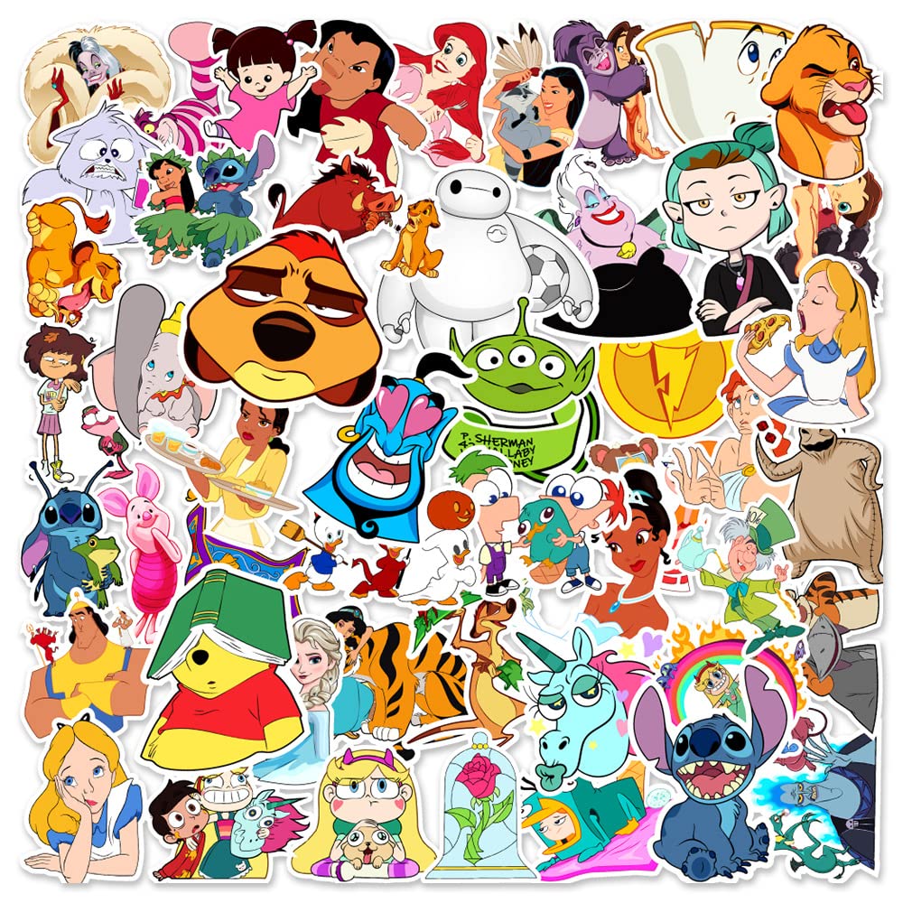 Cute Cartoon Collection Vinyl Stickers 50Pcs for Water Bottles Laptop Computer Skateboard, Cute Sticker Gift for Kids Teens Waterproof — image 1