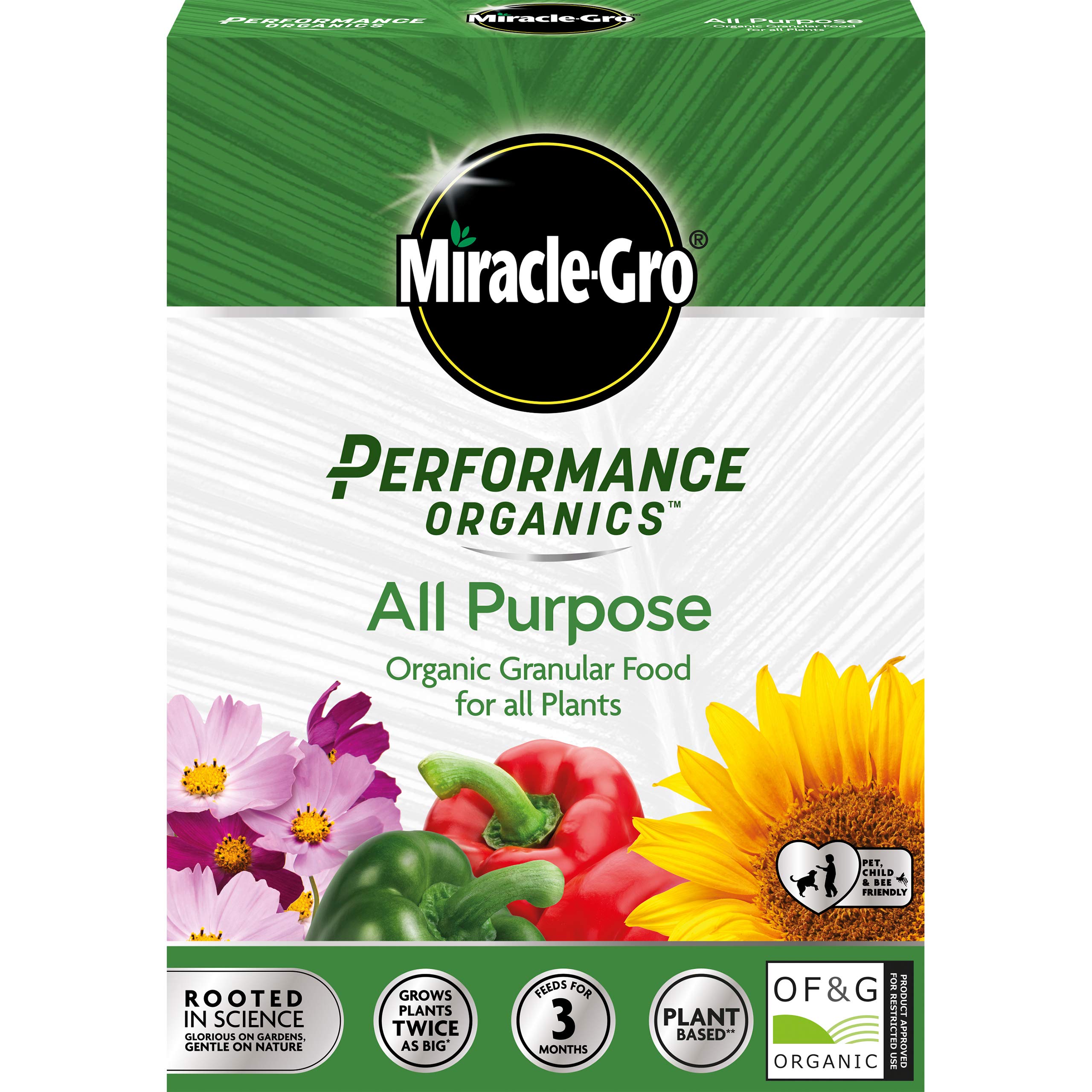 Miracle Gro Performance Organics All Purpose Granular Plant Food, 2 kg (Bee, Pet & Child Friendly), Grey