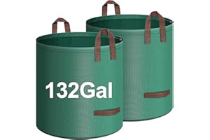 IWNTWY 2-Pack 132 Gallons Leaf Bags, Reusable Yard Waste Bags, Heavy Duty Lawn Bags with 4 Handles for Garden Leaves and Waste Collection, Lightweight Portable Yard Trash Bag