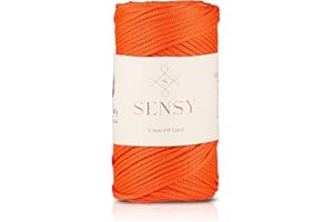 S SENSY Sensy Premium 3mm 131 Yards Polyester Rope 100% Polypropylene Cord Macrame Cord 3mm Crochet Bag Cord Macrame Rope Crochet Thread Gift for Knitter (Orange)