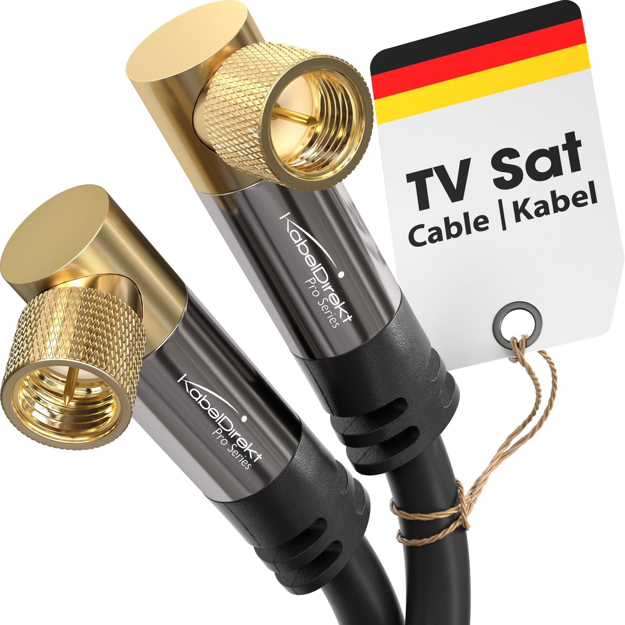CableDirect – SAT cable, coaxial cable, satellite cable, 90° connectors – TV cable, multi-layer shielding, break-proof metal F connectors – 5m (HDTV, Radio, DVB-T, DVB-C, DVB-S, DVB-S2)